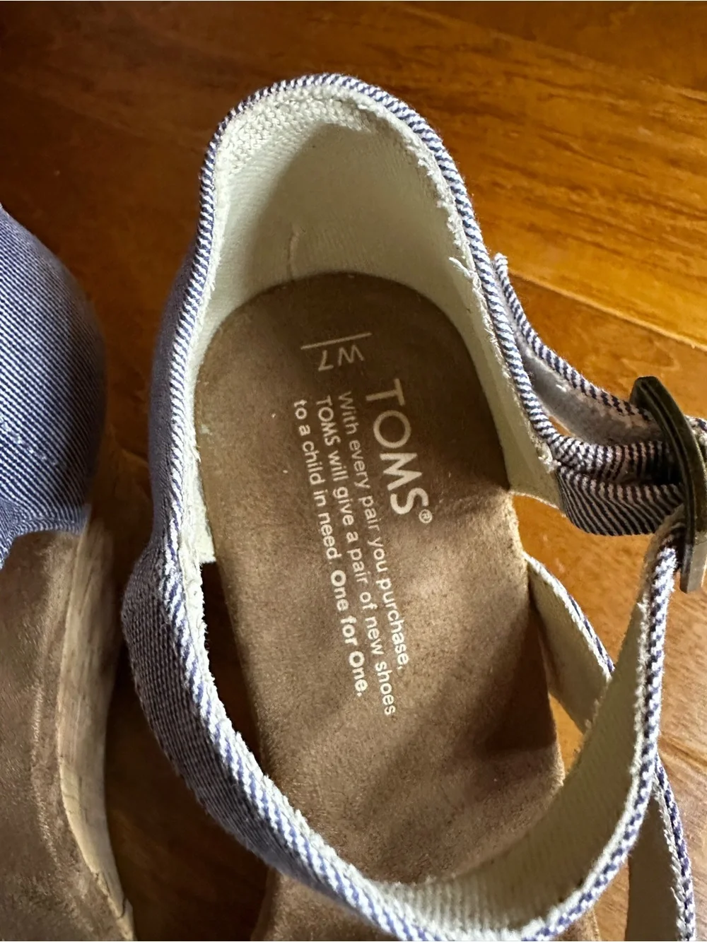 Toms Light Denim Blue Crisscross Ankle-Strap Wedge Sandals